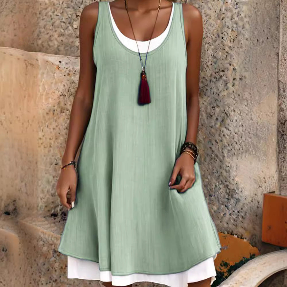 🌈✨NEW!【50%OFF🔥】【S-5XL】2025 Summer New Fashion Simplu Casual Vestă largi Rochie fără mâneci_3968360