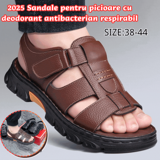 🔥【38~44】Sandale de plajă pentru bărbați, din piele moale, anti-alunecare, lucrate manual.3968064