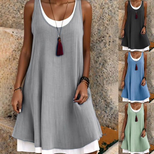 🌈✨NEW!【50%OFF🔥】【S-5XL】2025 Summer New Fashion Simplu Casual Vestă largi Rochie fără mâneci_3968360