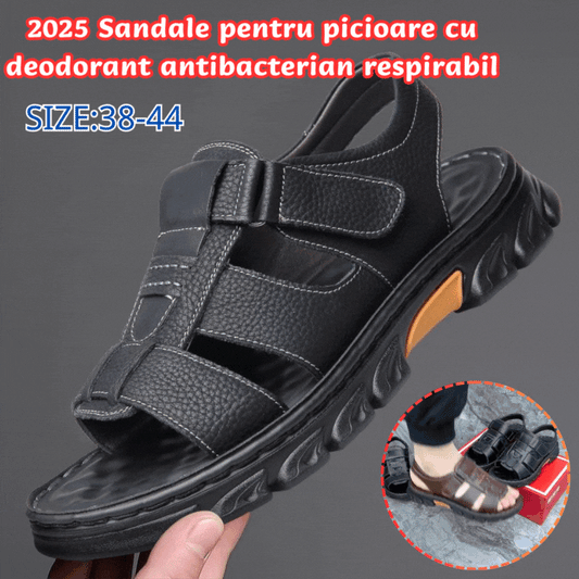 🔥【38~44】Sandale de plajă pentru bărbați, din piele moale, anti-alunecare, lucrate manual.3968064